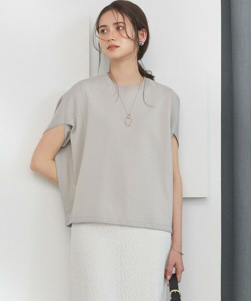 L size ONWARD(大きいサイズ) / エルサイズオンワード カットソー | 【SLOW/一部店舗限定】ライトダンボール ドロストデザイン カットソー（ライトグレー）