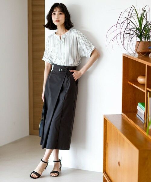 L size ONWARD(大きいサイズ) / エルサイズオンワード カットソー | ジョーゼットフロントタック プルオーバー | 詳細13