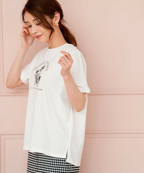 L size ONWARD(大きいサイズ) / エルサイズオンワード カットソー | フラワープリント ロゴＴシャツ | 詳細6
