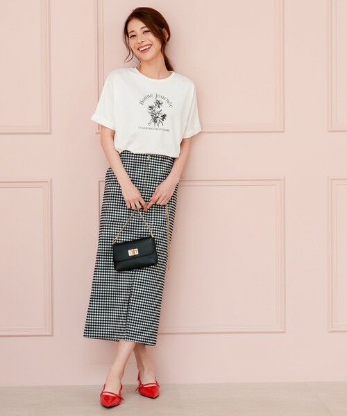 L size ONWARD(大きいサイズ) / エルサイズオンワード カットソー | フラワープリント ロゴＴシャツ | 詳細7