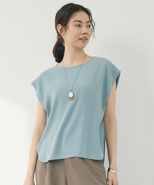 L size ONWARD(大きいサイズ) / エルサイズオンワード カットソー | 【17号サイズまで展開・WEB先行販売】ストレッチアムンゼンフレンチスリーブ カットソー（サックス）