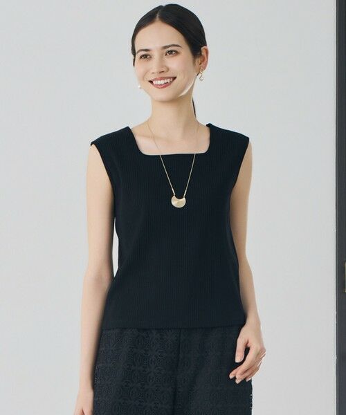 L size ONWARD(大きいサイズ) / エルサイズオンワード タンクトップ | 【SHIHOさん着用】スクエアネック インナー（ブラック）