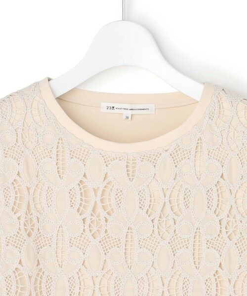 L size ONWARD(大きいサイズ) / エルサイズオンワード カットソー | 【先行予約】コードエンブロイダリージャージー フレンチスリーブ カットソー | 詳細13