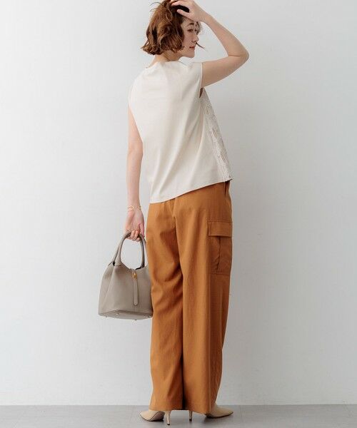 L size ONWARD(大きいサイズ) / エルサイズオンワード カットソー | 【先行予約】コードエンブロイダリージャージー フレンチスリーブ カットソー | 詳細9