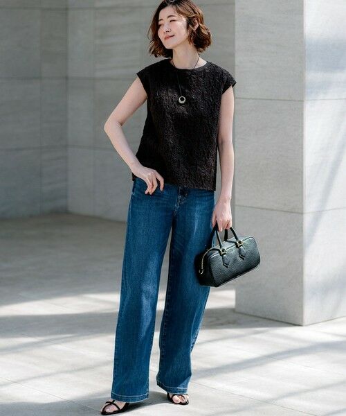 L size ONWARD(大きいサイズ) / エルサイズオンワード カットソー | 【先行予約】コードエンブロイダリージャージー フレンチスリーブ カットソー | 詳細17