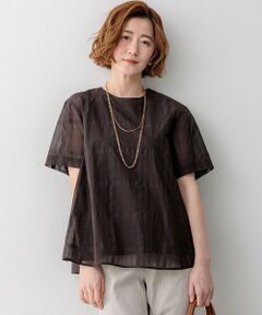 L size ONWARD(大きいサイズ) / エルサイズオンワード シャツ・ブラウス | シアーチェックレイヤード フレア Tブラウス