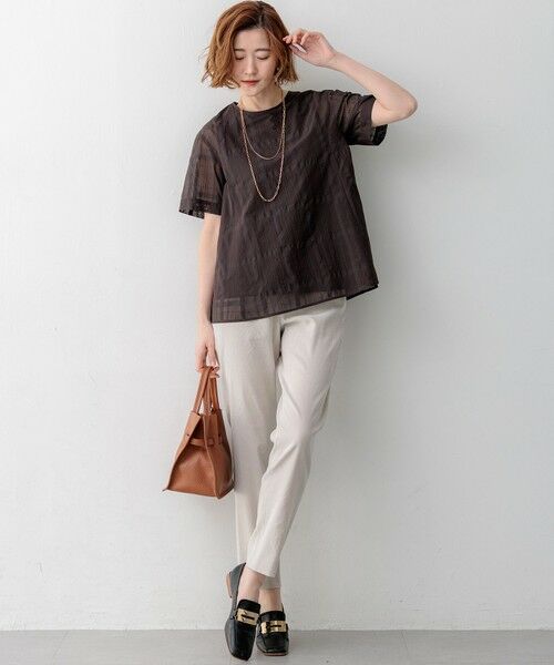 L size ONWARD(大きいサイズ) / エルサイズオンワード シャツ・ブラウス | シアーチェックレイヤード フレア Tブラウス | 詳細13