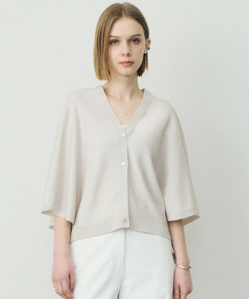 L size ONWARD(大きいサイズ) / エルサイズオンワード カーディガン・ボレロ | フライスリーブ Vネックカーディガン（トープ）