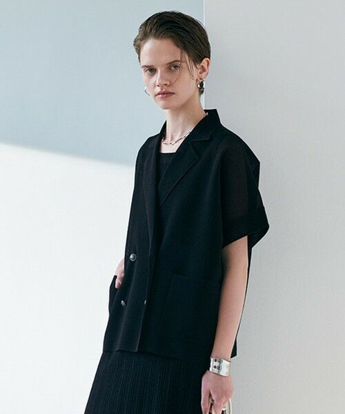 L size ONWARD(大きいサイズ) / エルサイズオンワード その他アウター | 【30th ANNIVERSARY】シアーライトリュクス ニットジャケット（ブラック）