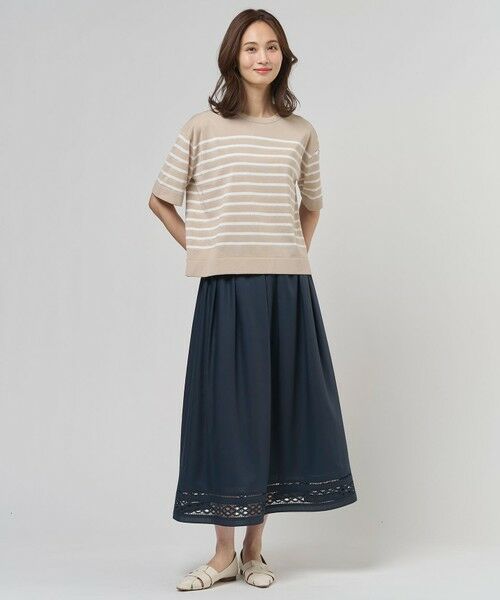 L size ONWARD(大きいサイズ) / エルサイズオンワード ニット・セーター | COTTON ACETATE DRY ニット Tシャツ | 詳細1