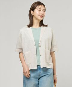 L size ONWARD(大きいサイズ) / エルサイズオンワード テーラードジャケット | Vis/Peスパーク ハーフスリーブ ニットジャケット