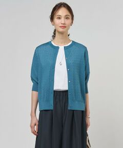 L size ONWARD(大きいサイズ) / エルサイズオンワード カーディガン・ボレロ | Vis/Peスパーク クルーネック カーディガン