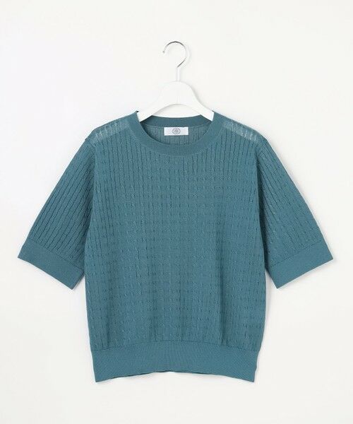 L size ONWARD(大きいサイズ) / エルサイズオンワード ニット・セーター | Vis/Peスパーク クルーネック プルオーバー（シーグリーン系）