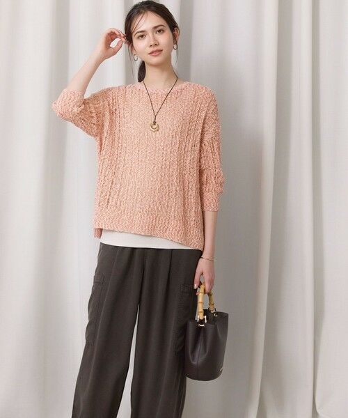 L size ONWARD(大きいサイズ) / エルサイズオンワード ニット・セーター | 【SLOW/一部店舗限定】エンブロイダリープルオーバー サマー ニット | 詳細1