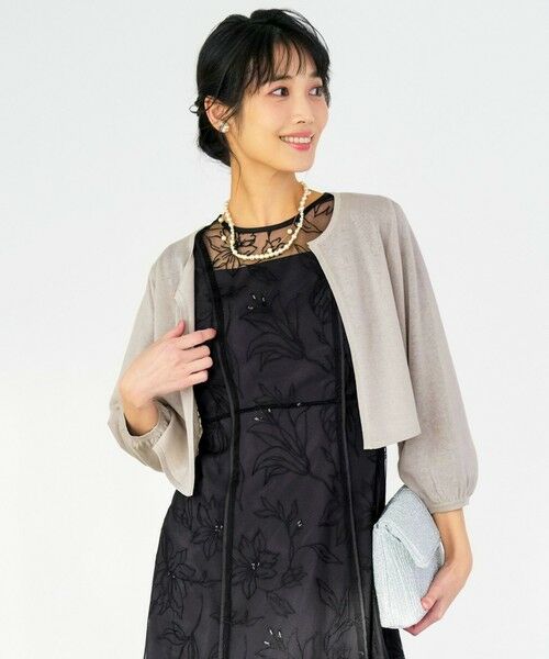 L size ONWARD(大きいサイズ) / エルサイズオンワード カーディガン・ボレロ | 【Lily Calin】シャイニー ボレロ（ライトグレー）