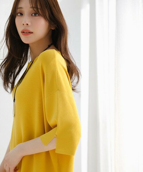 L size ONWARD(大きいサイズ) / エルサイズオンワード ニット・セーター | 【アイスタッチ】ボートネックニット プルオーバー（マリーゴールド）