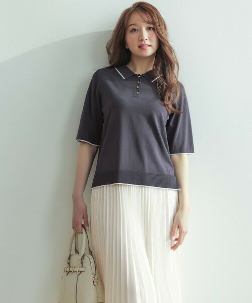 L size ONWARD(大きいサイズ) / エルサイズオンワード ニット・セーター | 【アイスタッチ】ポロ ニット | 詳細14