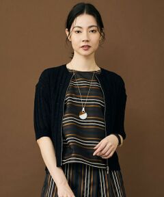 L size ONWARD(大きいサイズ) / エルサイズオンワード ニット・セーター | 【カタログ掲載】ストライプパターンジップ ニット