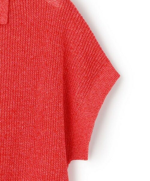 L size ONWARD(大きいサイズ) / エルサイズオンワード ニット・セーター | ピュアリネン ハーフスリーブ ポロニット | 詳細6