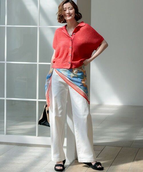 L size ONWARD(大きいサイズ) / エルサイズオンワード ニット・セーター | ピュアリネン ハーフスリーブ ポロニット | 詳細2