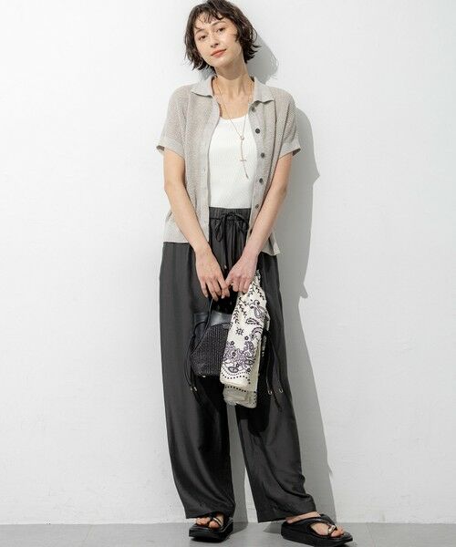 L size ONWARD(大きいサイズ) / エルサイズオンワード ニット・セーター | ピュアリネン ハーフスリーブ ポロニット | 詳細9