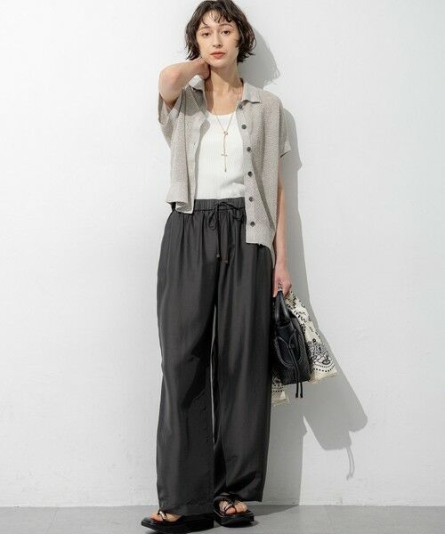 L size ONWARD(大きいサイズ) / エルサイズオンワード ニット・セーター | ピュアリネン ハーフスリーブ ポロニット | 詳細10