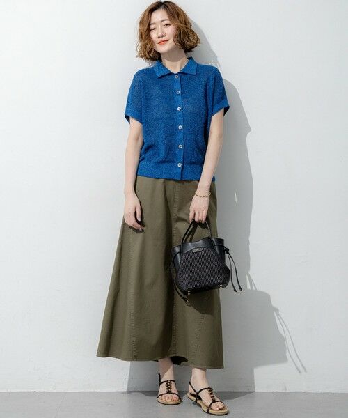 L size ONWARD(大きいサイズ) / エルサイズオンワード ニット・セーター | ピュアリネン ハーフスリーブ ポロニット | 詳細12