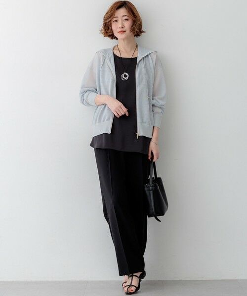 L size ONWARD(大きいサイズ) / エルサイズオンワード パーカー | シャイニーシアーニット ジップアップ パーカー | 詳細22