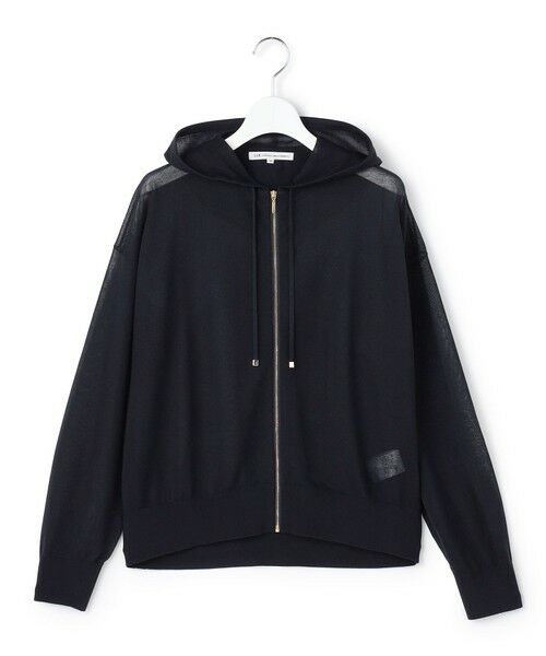 L size ONWARD(大きいサイズ) / エルサイズオンワード パーカー | シャイニーシアーニット ジップアップ パーカー | 詳細28