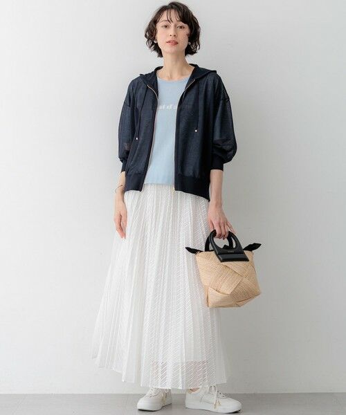 L size ONWARD(大きいサイズ) / エルサイズオンワード パーカー | シャイニーシアーニット ジップアップ パーカー | 詳細26