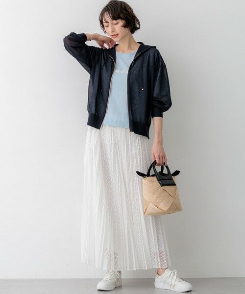 L size ONWARD(大きいサイズ) / エルサイズオンワード パーカー | シャイニーシアーニット ジップアップ パーカー | 詳細27