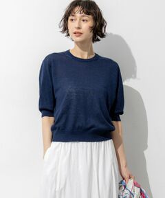 L size ONWARD(大きいサイズ) / エルサイズオンワード ニット・セーター | 【一部予約】ピュアリネンハイゲージ パフスリーブ ニット