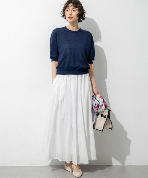 L size ONWARD(大きいサイズ) / エルサイズオンワード ニット・セーター | ピュアリネンハイゲージ パフスリーブ ニット | 詳細10