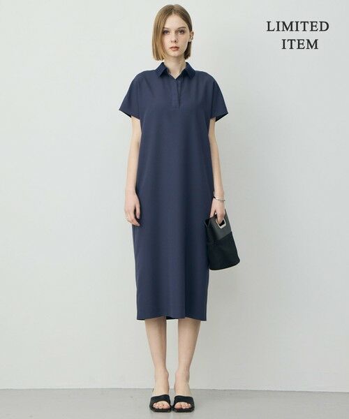 L size ONWARD(大きいサイズ) / エルサイズオンワード ロング・マキシ丈ワンピース | 【WEB限定】FluidBackSatin ニット衿シャツワンピース | 詳細1
