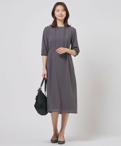 L size ONWARD(大きいサイズ) / エルサイズオンワード ドレス | シアーブロックチェック ワンピース | 詳細1