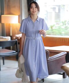 L size ONWARD(大きいサイズ) / エルサイズオンワード ミニ丈・ひざ丈ワンピース | スムージーポリエステル ワンピース