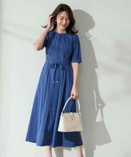 L size ONWARD(大きいサイズ) / エルサイズオンワード ドレス | ジョーゼットジャージー ワンピース（ブルー）