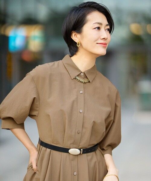 L size ONWARD(大きいサイズ) / エルサイズオンワード ミニ丈・ひざ丈ワンピース | 【カタログ掲載】シアーボイルシャツ ワンピース | 詳細1