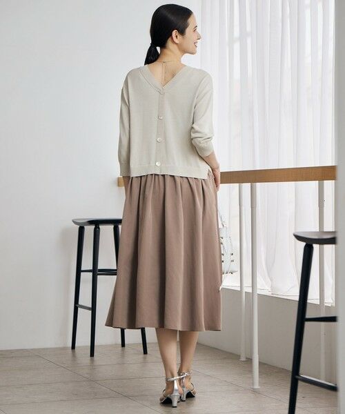 L size ONWARD(大きいサイズ) / エルサイズオンワード ロング・マキシ丈ワンピース | 【人気異素材コンビの最新作・前後着用可】タフタコンビ ワンピース | 詳細2