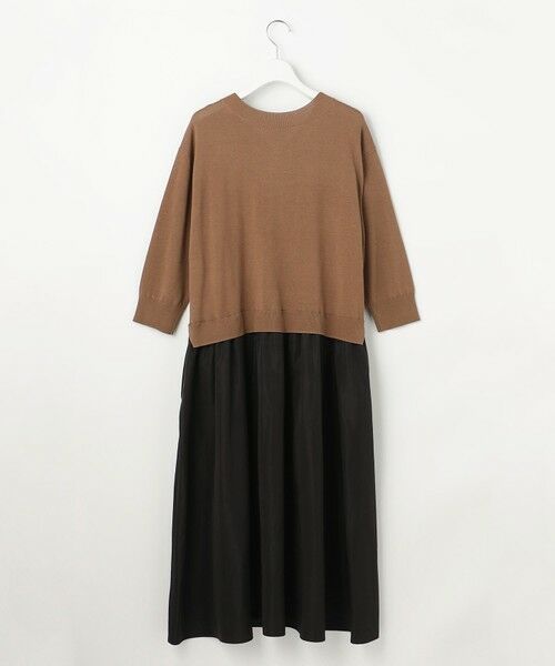 L size ONWARD(大きいサイズ) / エルサイズオンワード ロング・マキシ丈ワンピース | 【人気異素材コンビの最新作・前後着用可】タフタコンビ ワンピース | 詳細12