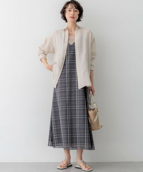 L size ONWARD(大きいサイズ) / エルサイズオンワード ロング・マキシ丈ワンピース | 【見上愛さん着用】ハイツイストシアーチェック キャミソールワンピース | 詳細3