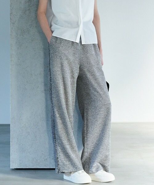 L size ONWARD(大きいサイズ) / エルサイズオンワード その他パンツ | サマーレノクロス ワイドパンツ（オフホワイト×ブラック）