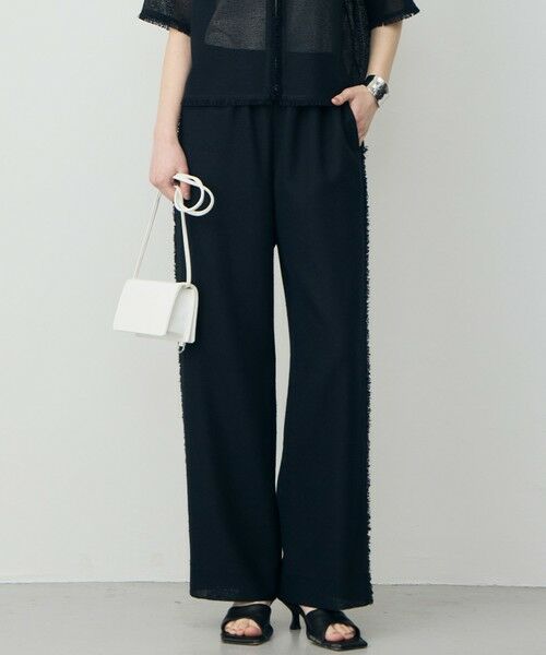 L size ONWARD(大きいサイズ) / エルサイズオンワード その他パンツ | サマーレノクロス ワイドパンツ（ネイビー×ブラック）