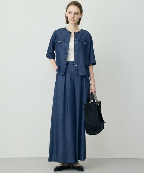 L size ONWARD(大きいサイズ) / エルサイズオンワード その他パンツ | ナチュラルソフトデニム タックワイドパンツ | 詳細1