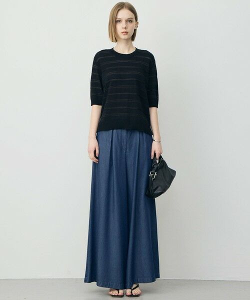 L size ONWARD(大きいサイズ) / エルサイズオンワード その他パンツ | ナチュラルソフトデニム タックワイドパンツ | 詳細2