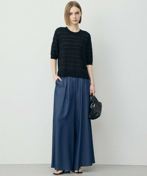 L size ONWARD(大きいサイズ) / エルサイズオンワード その他パンツ | ナチュラルソフトデニム タックワイドパンツ | 詳細3