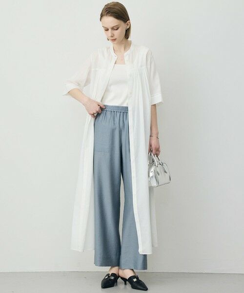 L size ONWARD(大きいサイズ) / エルサイズオンワード その他パンツ | ワッシャーツイル ワイドストレートパンツ | 詳細9