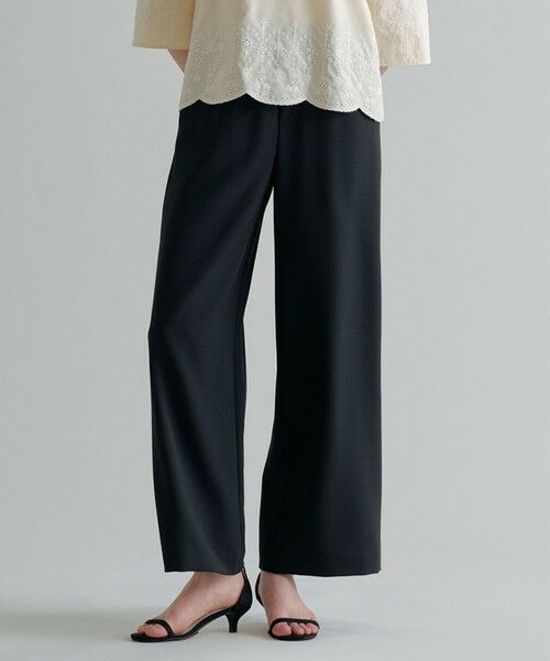 L size ONWARD(大きいサイズ) / エルサイズオンワード その他パンツ | RELAXION トロ ワイド イージー パンツ（ブラック系）