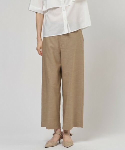 L size ONWARD(大きいサイズ) / エルサイズオンワード その他パンツ | FLAXASAオックス ワイド ストレート パンツ（キャメル系）