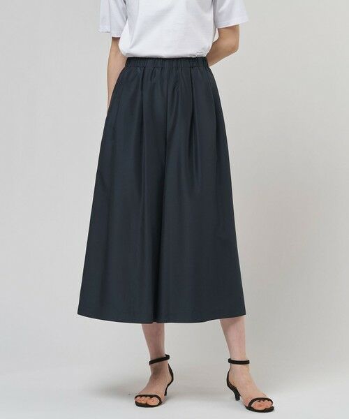 L size ONWARD(大きいサイズ) / エルサイズオンワード その他パンツ | エアリースパンボイル ガウチョ パンツ（ネイビー系）